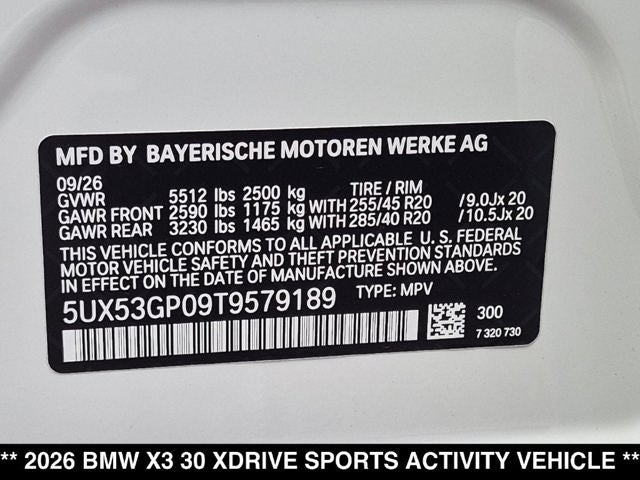2026 BMW X3 30 xDrive