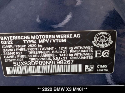 2022 BMW X3 M40i