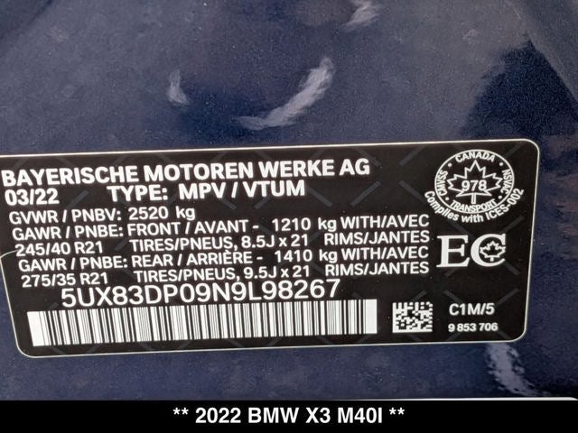 2022 BMW X3 M40i