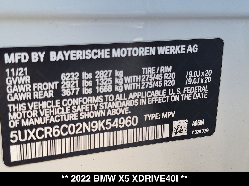 2022 BMW X5 xDrive40i M Sport