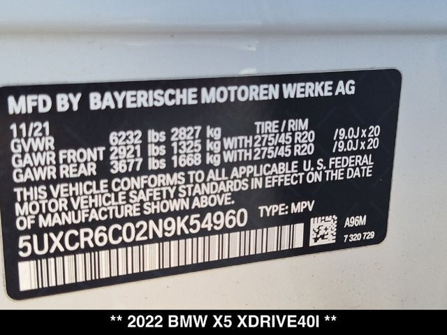 2022 BMW X5 xDrive40i M Sport