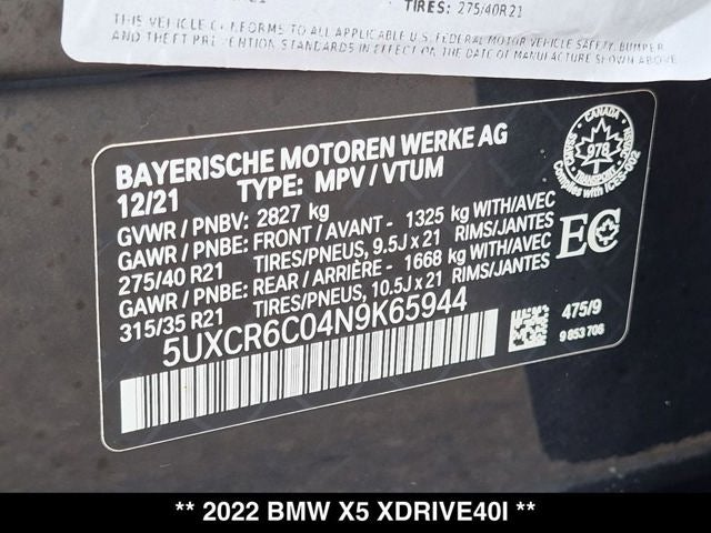 2022 BMW X5 xDrive40i