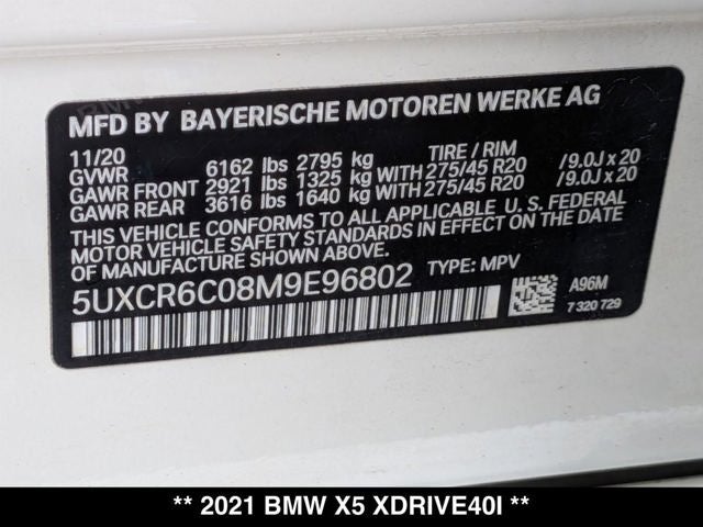 2021 BMW X5 xDrive40i