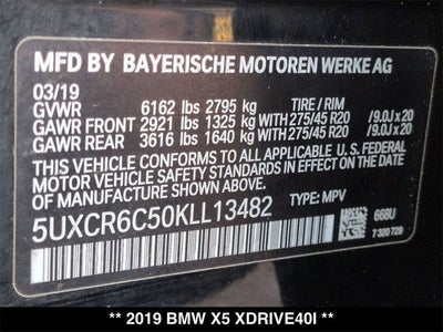 2019 BMW X5 xDrive40i