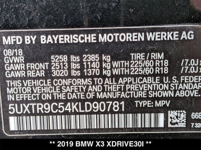 2019 BMW X3 xDrive30i