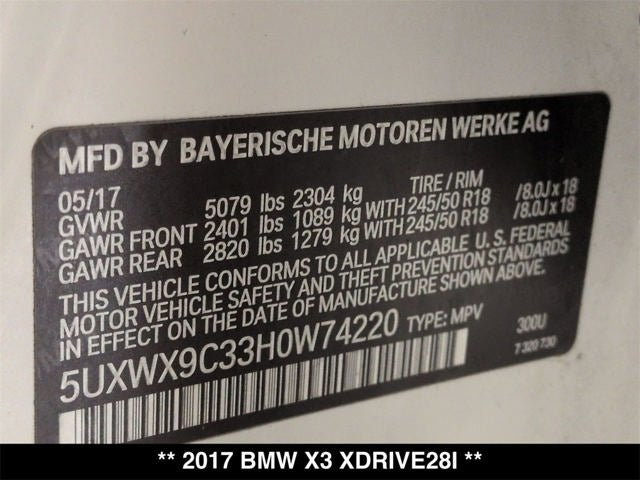 2017 BMW X3 xDrive28i
