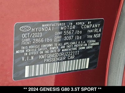 2024 Genesis G80 3.5T