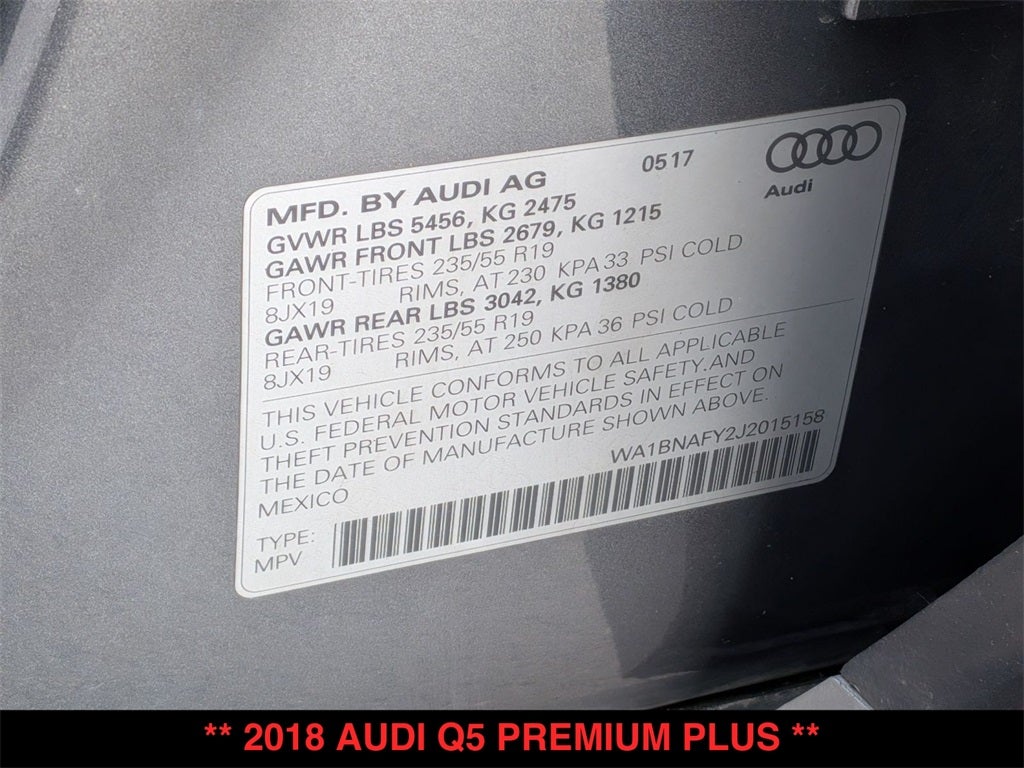 2018 Audi Q5 2.0T Premium Plus quattro