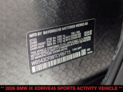 2026 BMW iX xDrive45