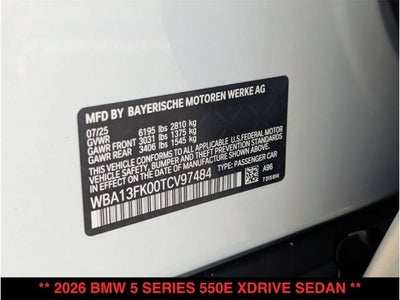 2026 BMW 550e 550e xDrive