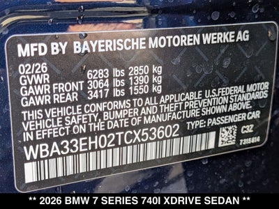2026 BMW 740i 740i xDrive