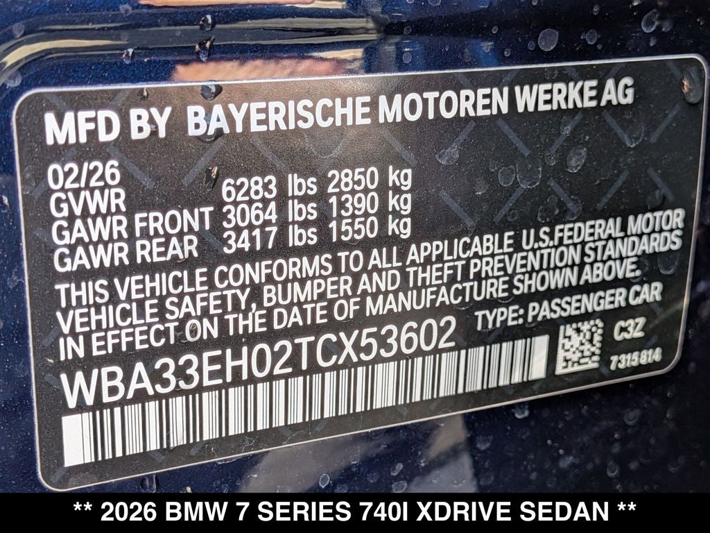 2026 BMW 740i 740i xDrive
