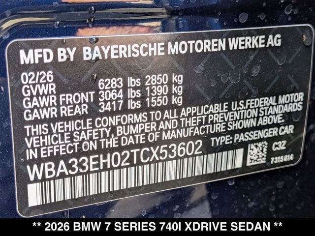 2026 BMW 740i 740i xDrive