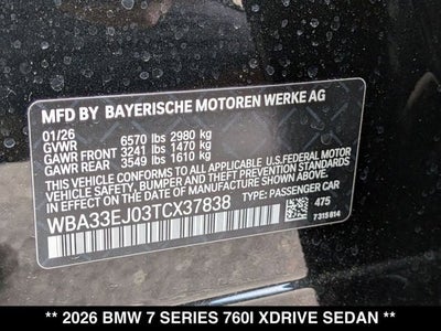 2026 BMW 760i 760i xDrive