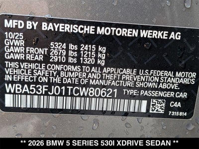 2026 BMW 530i 530i xDrive