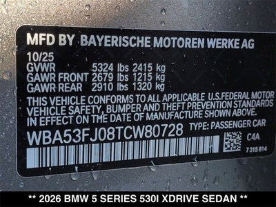 2026 BMW 530i 530i xDrive