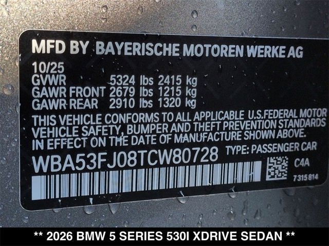 2026 BMW 530i 530i xDrive