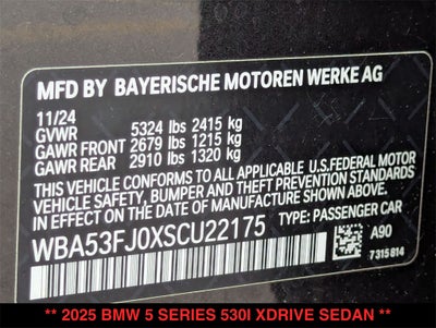 2025 BMW 530i 530i xDrive