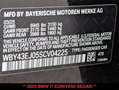 2025 BMW i7 eDrive50