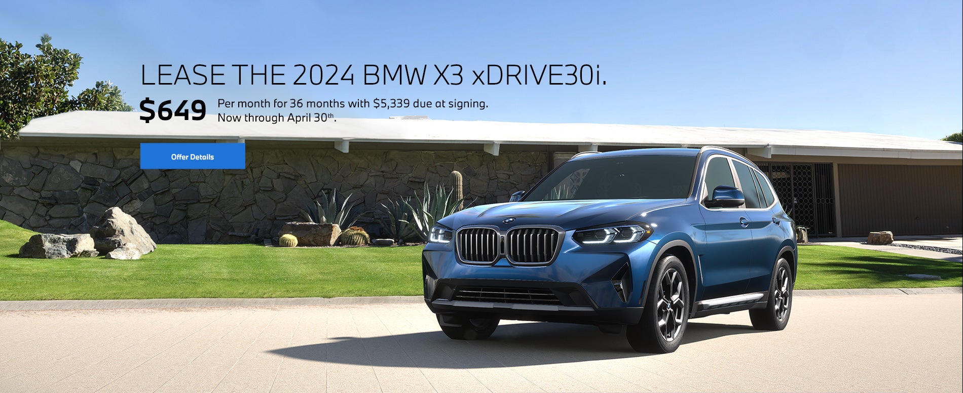 2024 X3 lease starting at $649 per month for 36 mo