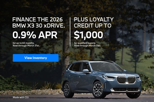 Finance The 2026 BMW X3 30 xDrive. 0.9% APR